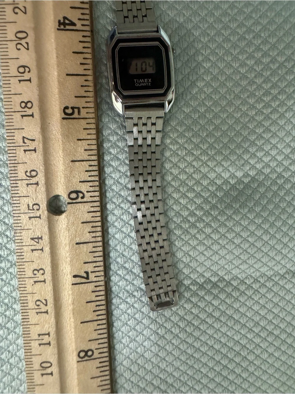 Unisex Timex Silver Stainless Steel Digital Watch with Black Dial